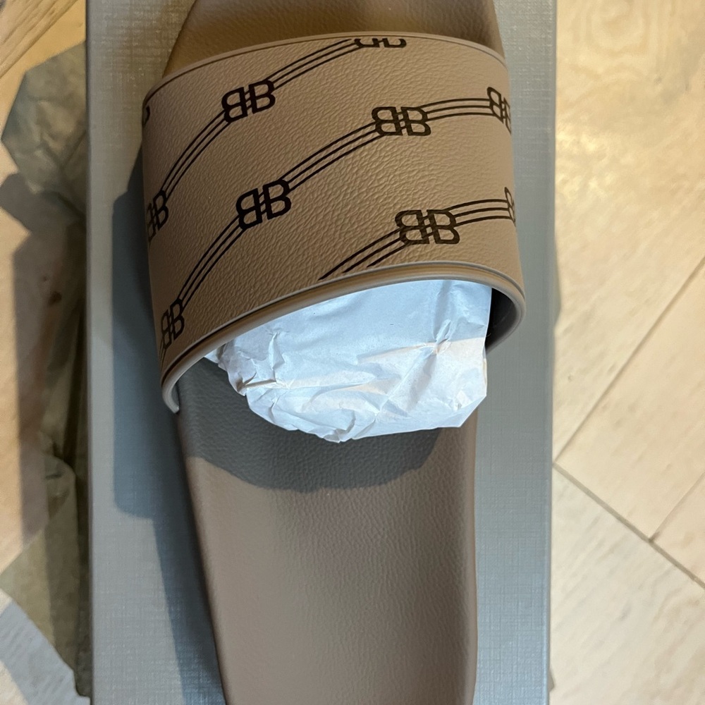 Balenciaga Tan Slide Sandals